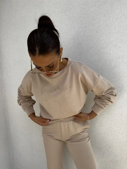 Bluza dresowa LOGO – beżowa