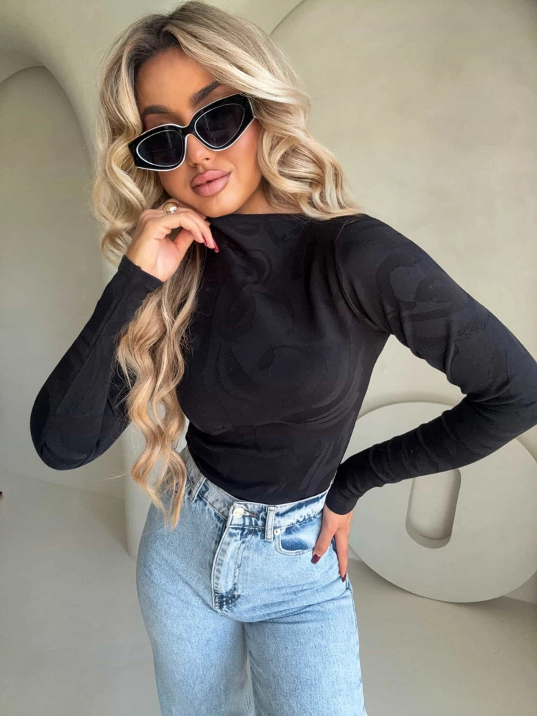 Bluzka SABRINA pianka - czarna