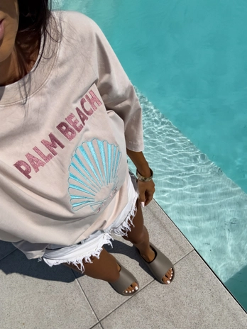 T-shirt SHELL - jasny beż