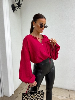 Bluzka BOHO wiskoza - czerwona