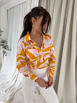 Koszula GOSSIP print – pomarańczowo-różowa