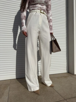 Spodnie SIMPLE wiskoza - ecru