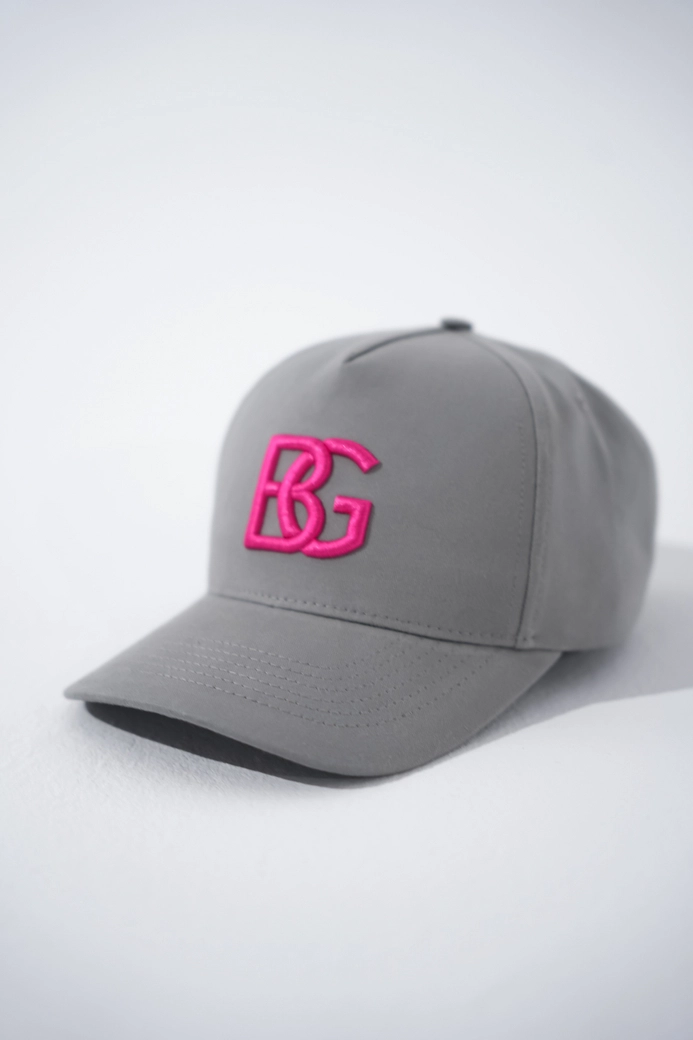 CZAPKA BG LOGO CAP | SZARY - RÓŻ K12898