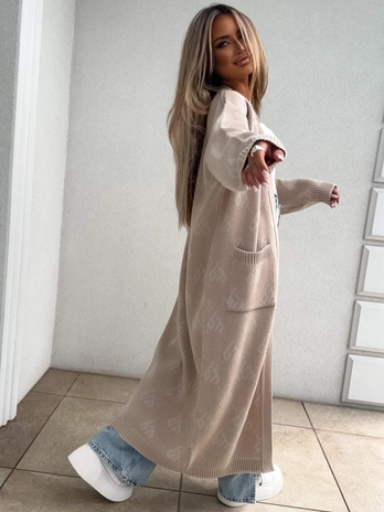 Kardigan płaszcz ANDREA – jasny beż