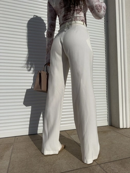 Spodnie SIMPLE wiskoza - ecru