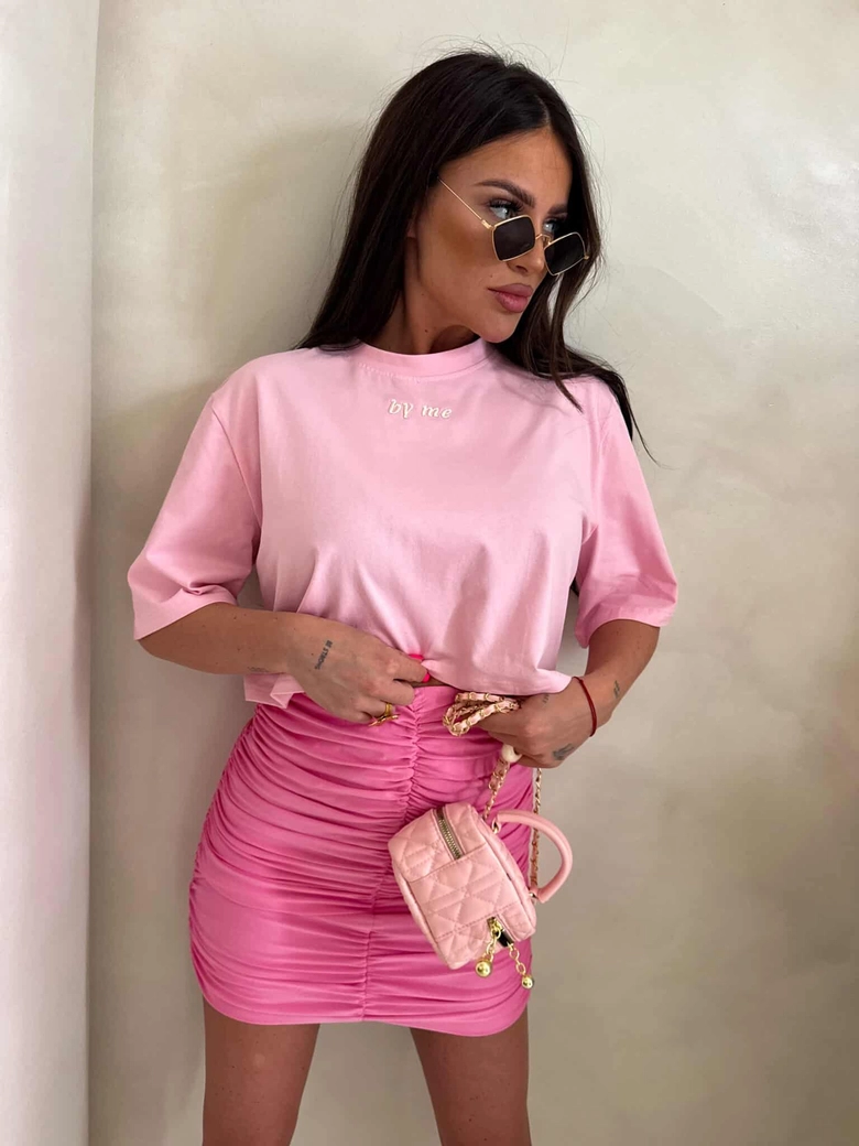 T-shirt pudełkowy ALLO - różowy