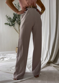 Spodnie SIMPLE wiskoza - szaro-beż