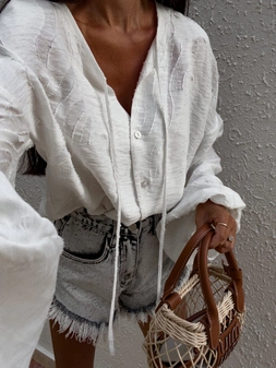 Bluzka BOHO wiskoza - ecru