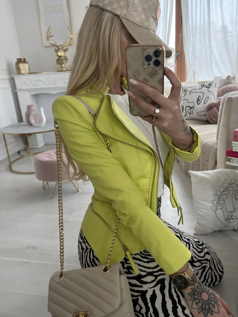 Ramoneska limonkowa z klapami P175