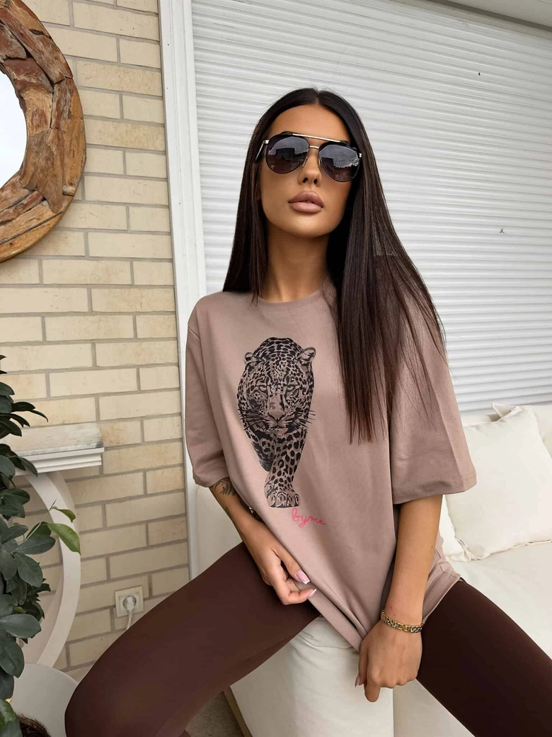 T-SHIRT MEDIUM TIGER - mokka