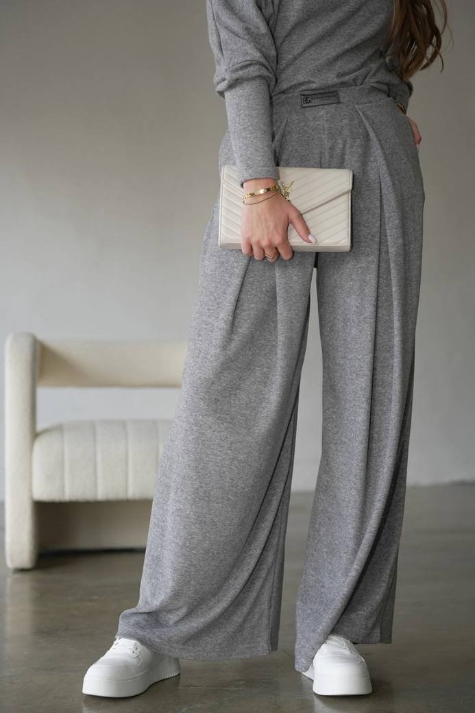 Komplet damski BG Glam | szary melanż N17592