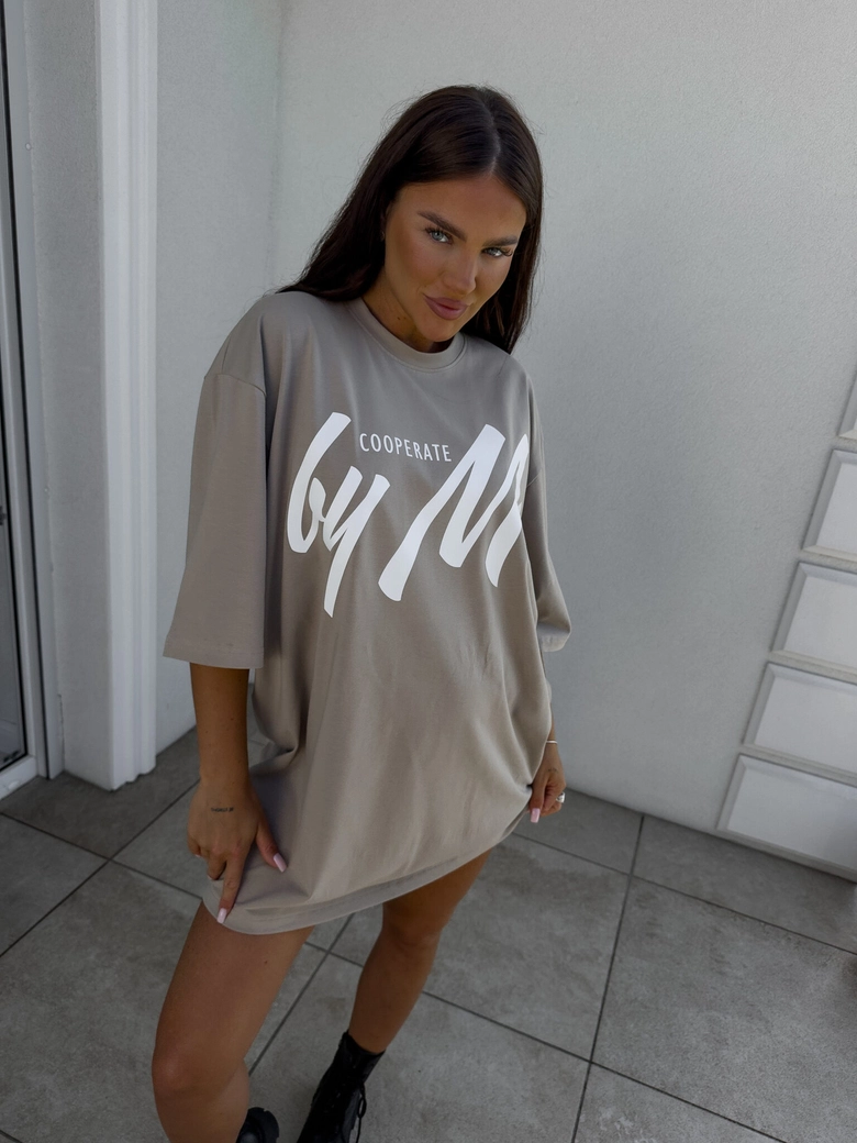 Tuniko sukienka t-shirt COLA - beż