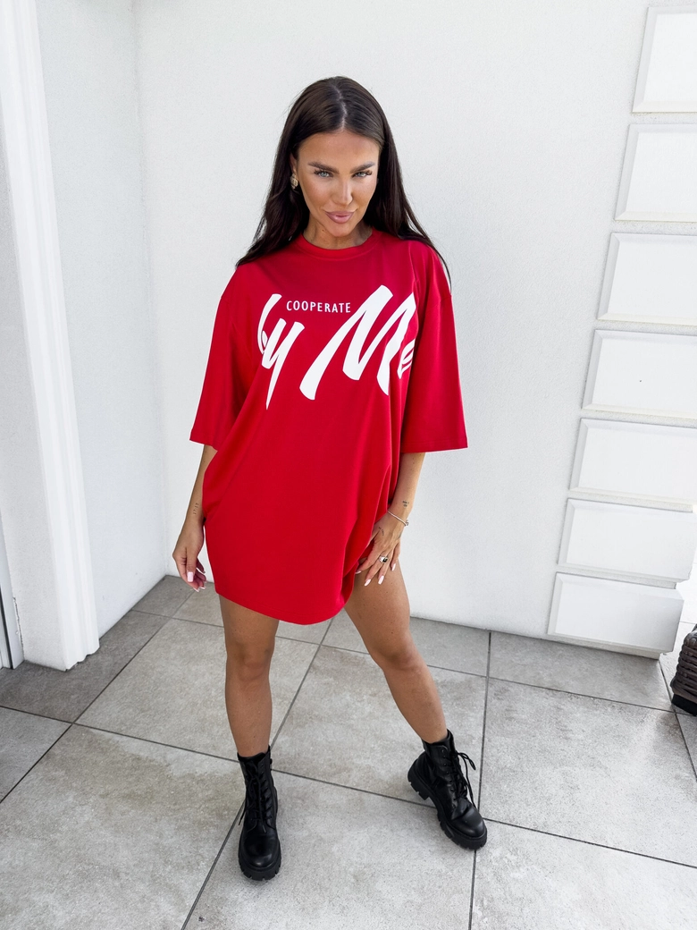 Tuniko sukienka t-shirt COLA - czerwona