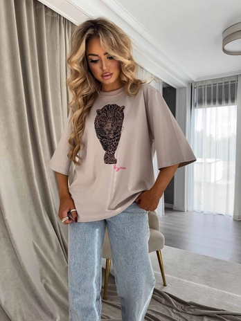 T-SHIRT MEDIUM TIGER - taupe