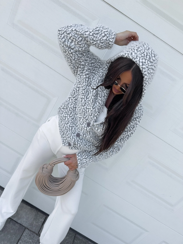 Kurtka MISIO print pantera – szara