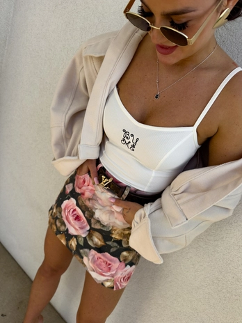 Top prążek LOWE - ecru