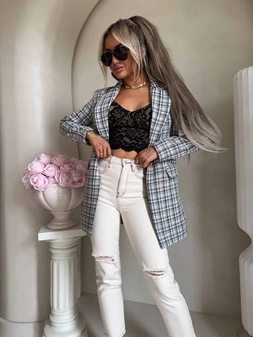 Marynarka LONG krata – szara