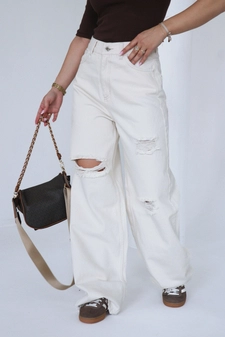 Spodnie damskie BG Ninety's jeans | kremowy