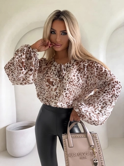 Bluzka LISBONA panterka - ecru-beżowa