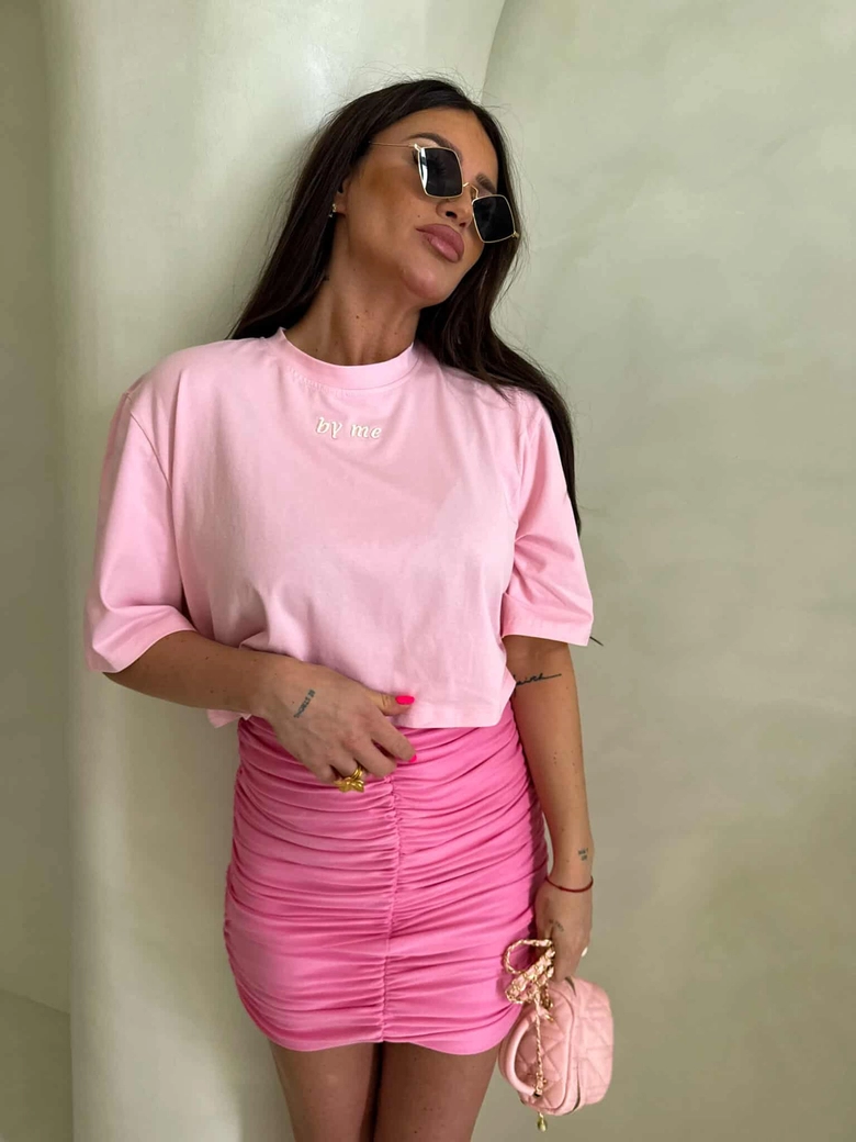 T-shirt pudełkowy ALLO - różowy