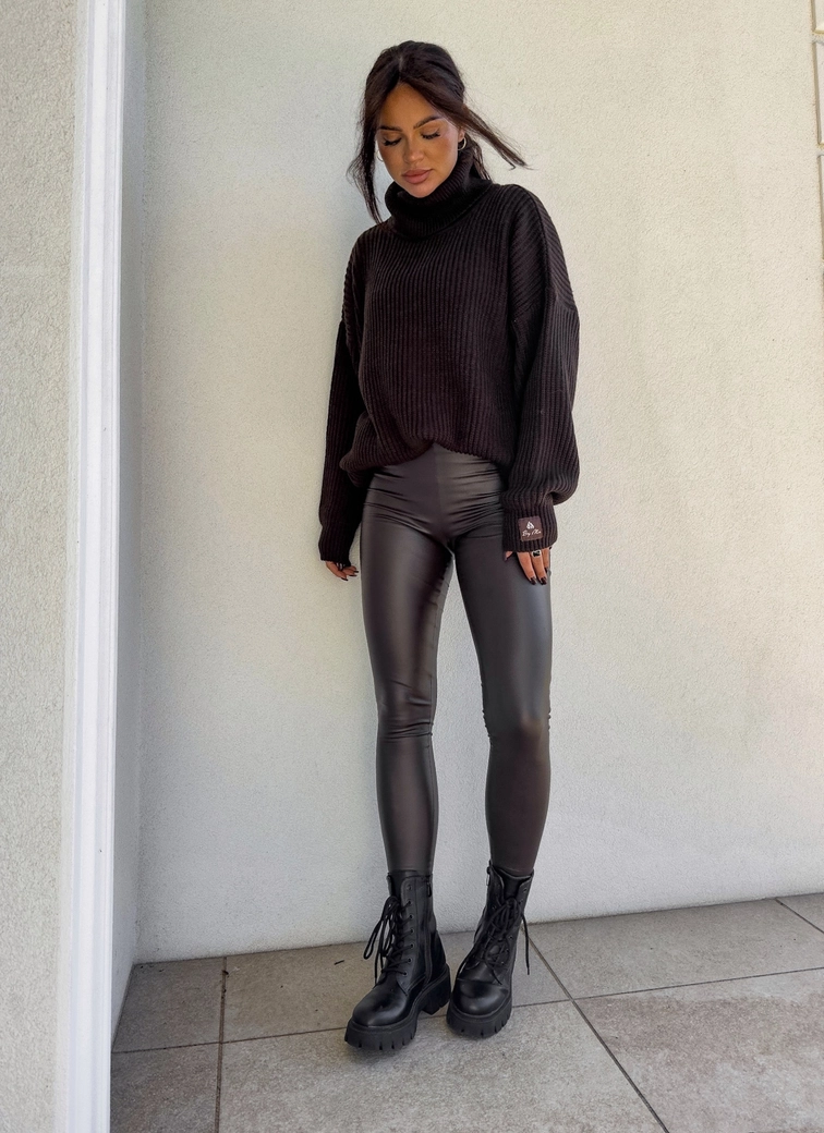 Sweter golf LAVER - czekoladowy DOSTĘPNY OD 18.10.2024r. E17993