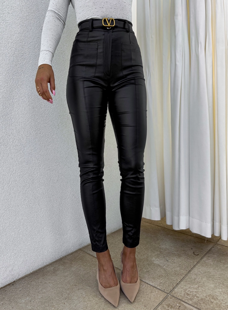 Spodnie woskowane POCKET - czarne T17225