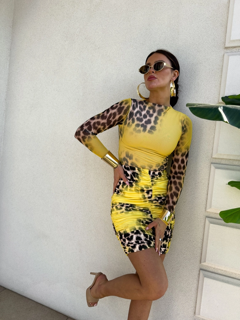 Spódnica MARSZCZONA print gepard – żółta