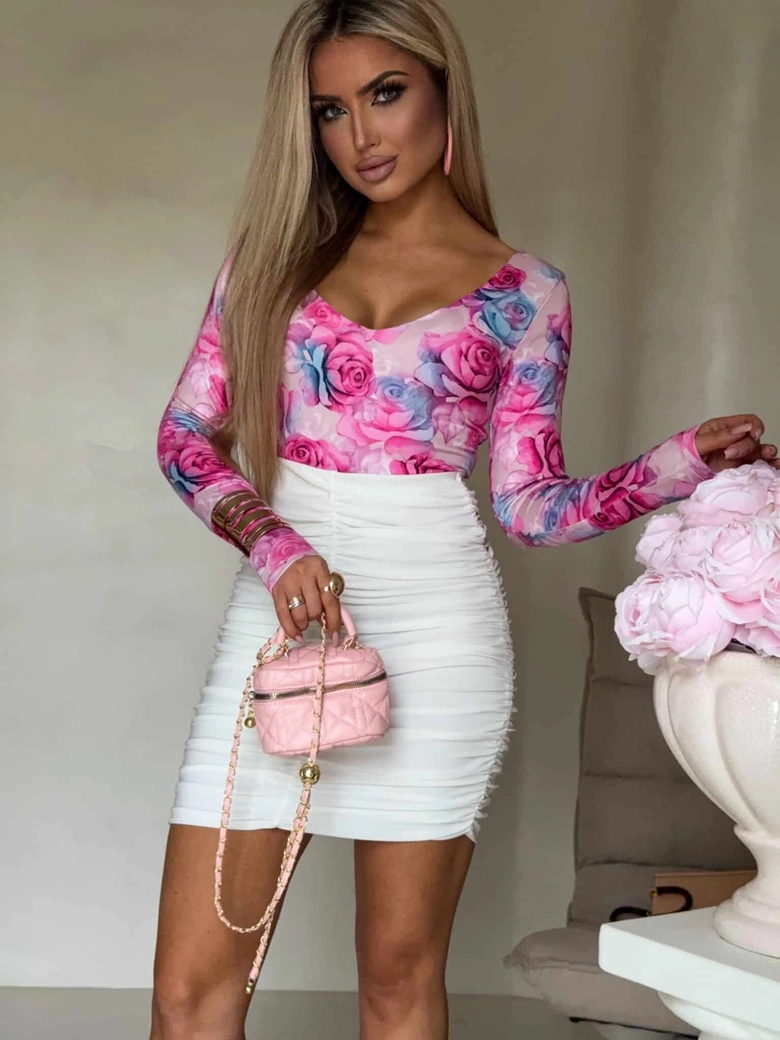 Bluzka VENEZIA print rose - fuksja