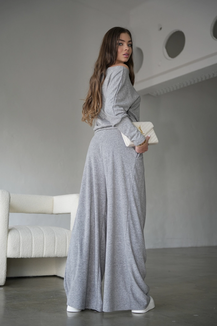 Komplet damski BG Glam | szary melanż N17592