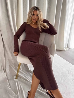 Sukienka LORDIS - czekoladowa