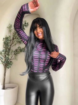 Bluzka SKIN MIU – czarno-fuksja