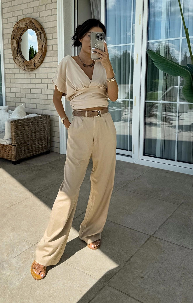 Spodnie BIANCO - beżowe T17829