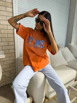 Dekatyzowany t-shirt BALEN - pomarańczowy