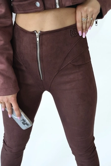 Legginsy damskie BG Button | czekolada