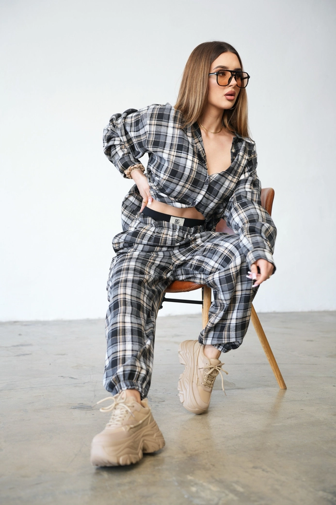 Koszula damska BG Pattern | czarny-beż