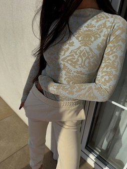 Bluzka SABRINA – błękitno-złota