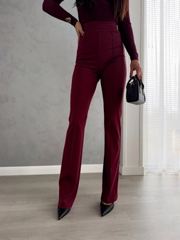 Spodnie DZWONY - bordowe T18571