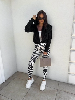 Legginsy GYM print zebra – biało-czarna