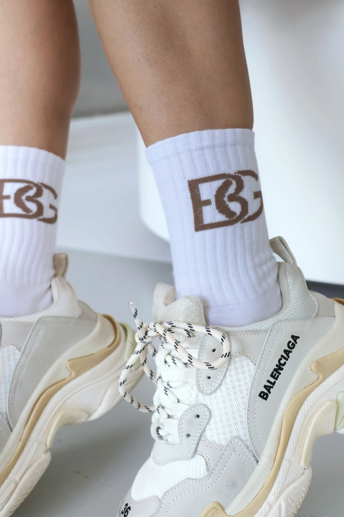 Skarpety BG Login | biały - beż