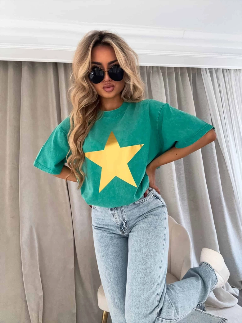 Dekatyzowany t-shirt STAR - zielony