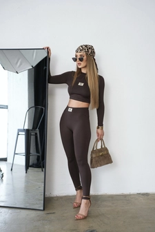 Legginsy damskie BG Tyla | gorzka czekolada