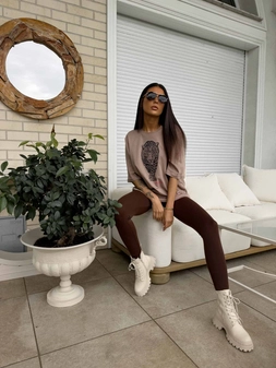 T-SHIRT MEDIUM TIGER - mokka