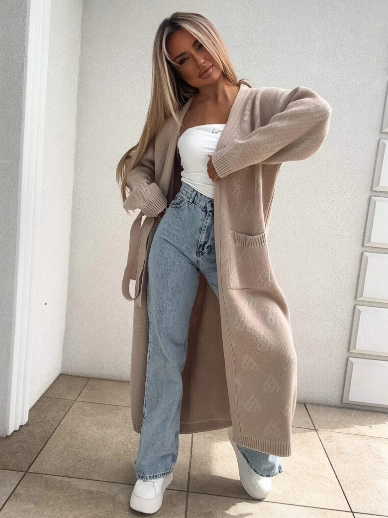 Kardigan płaszcz ANDREA – jasny beż