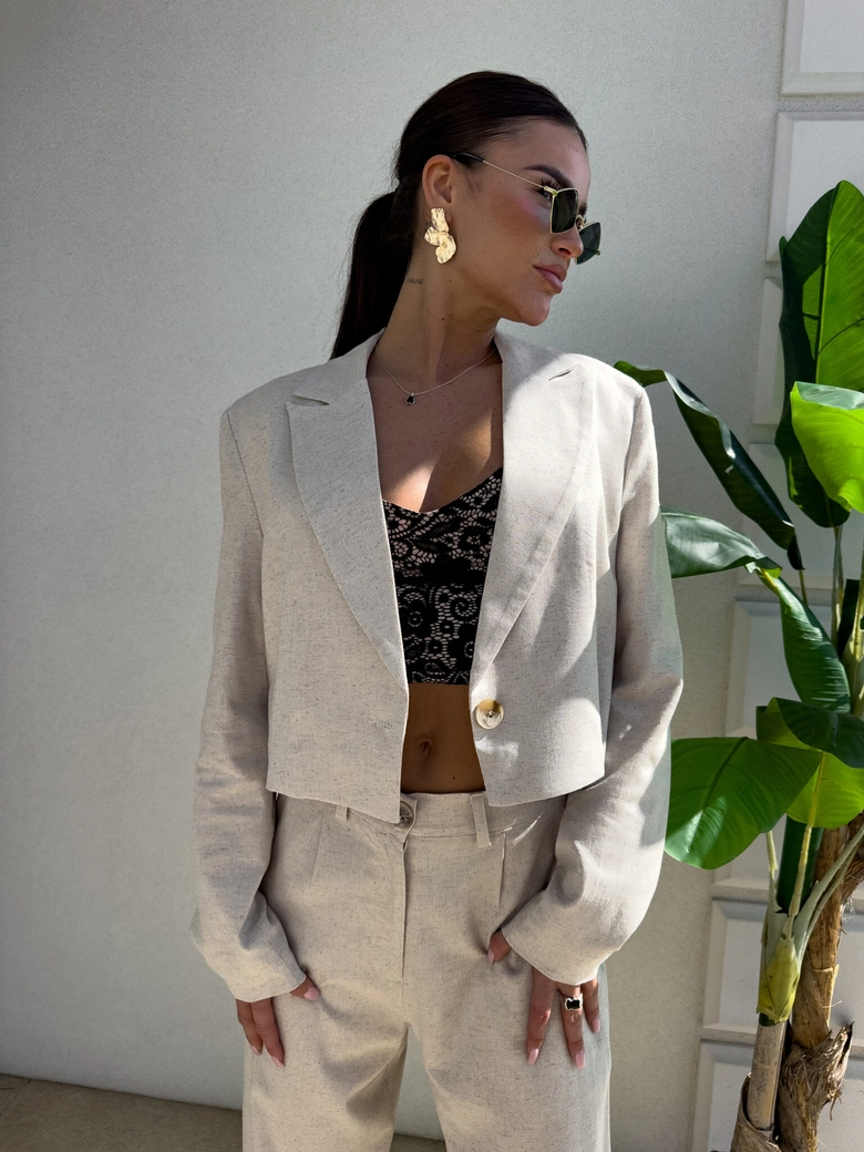 Marynarka SLIM natural - szaro-beż