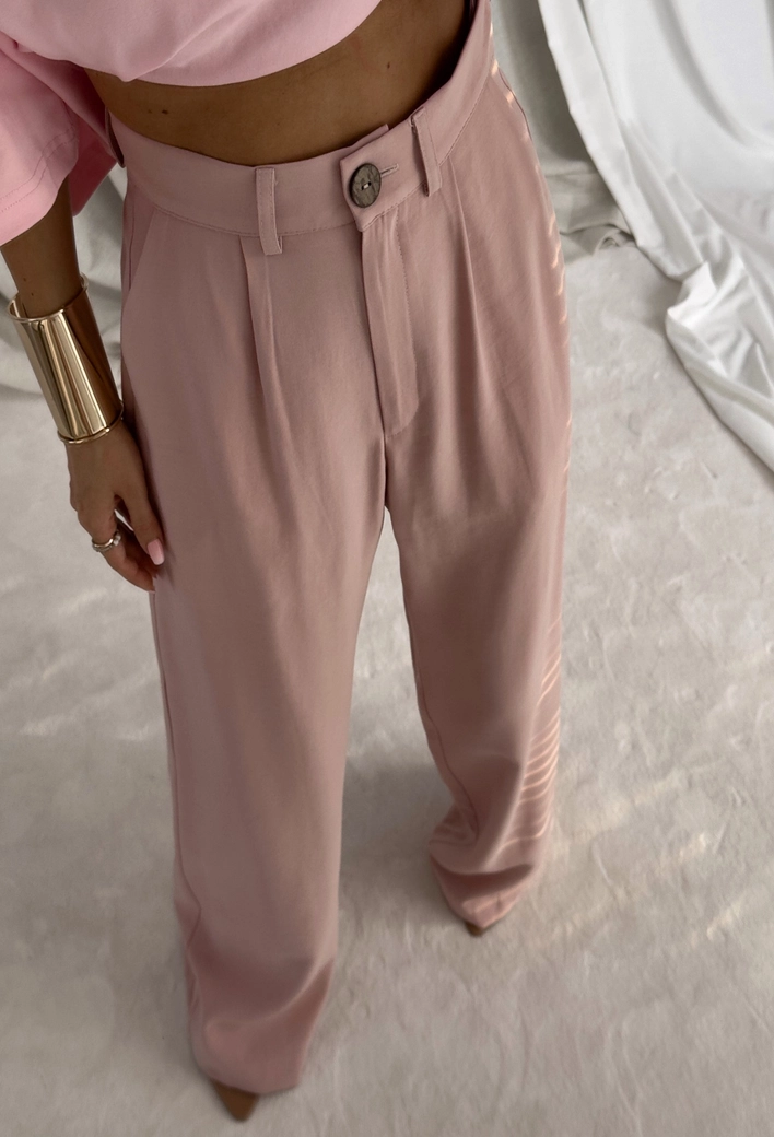 Spodnie SIMPLE wiskoza - brudny róż