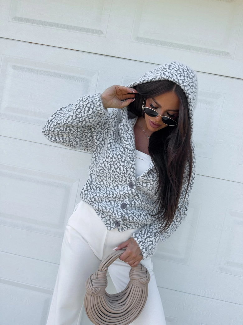 Kurtka MISIO print pantera – szara