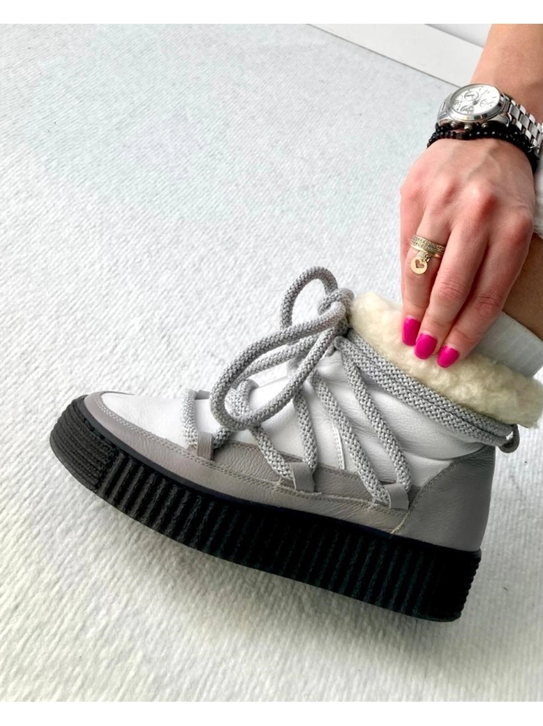 Śniegowce biało szare z wiązaniem I520