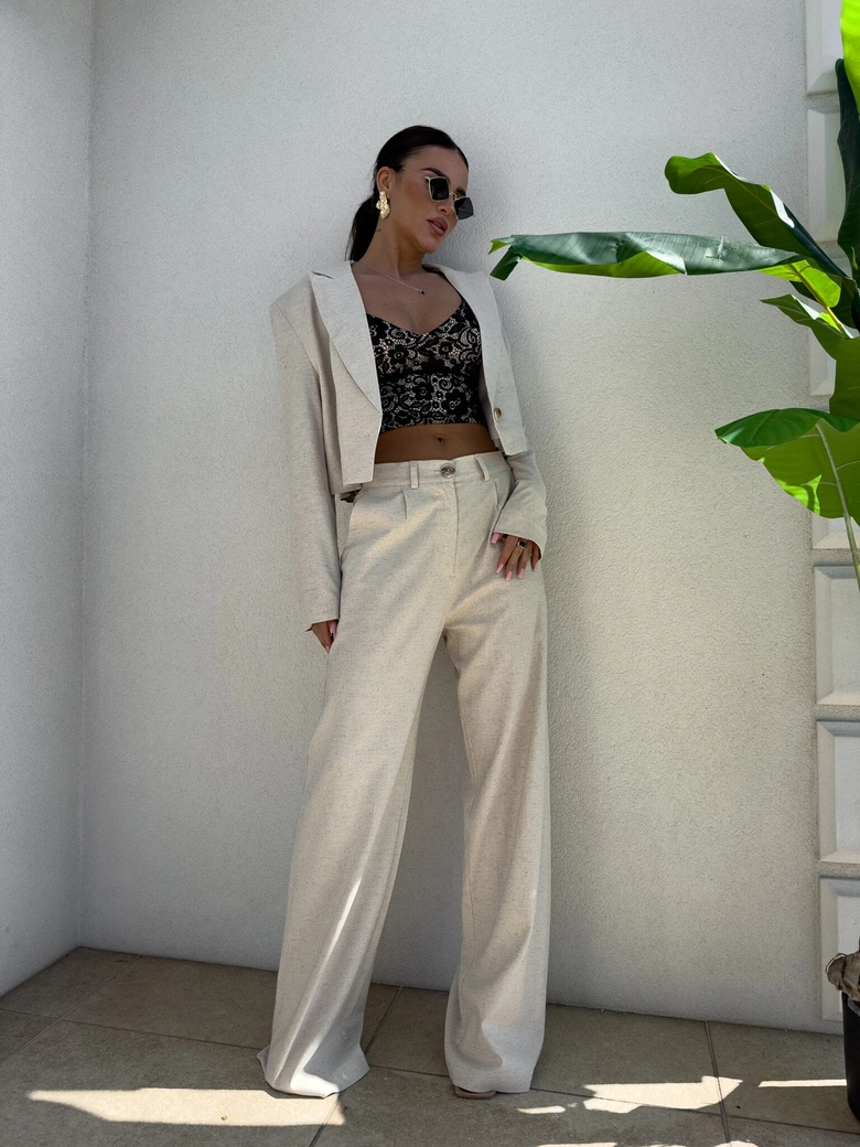 Marynarka SLIM natural - szaro-beż