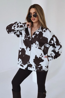 Koszula damska BG Muu | biały-czekolada