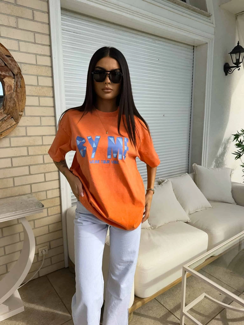 Dekatyzowany t-shirt BALEN - pomarańczowy